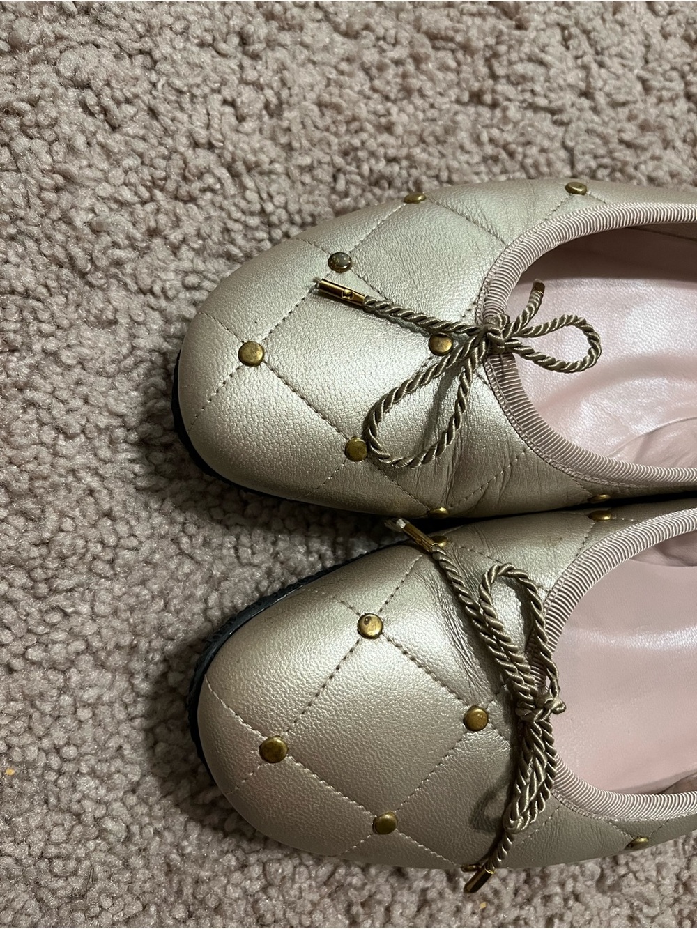 Paul Mayer Attitudes Leather Ballet Flats In Gold quilted style - Picture 4 of 7